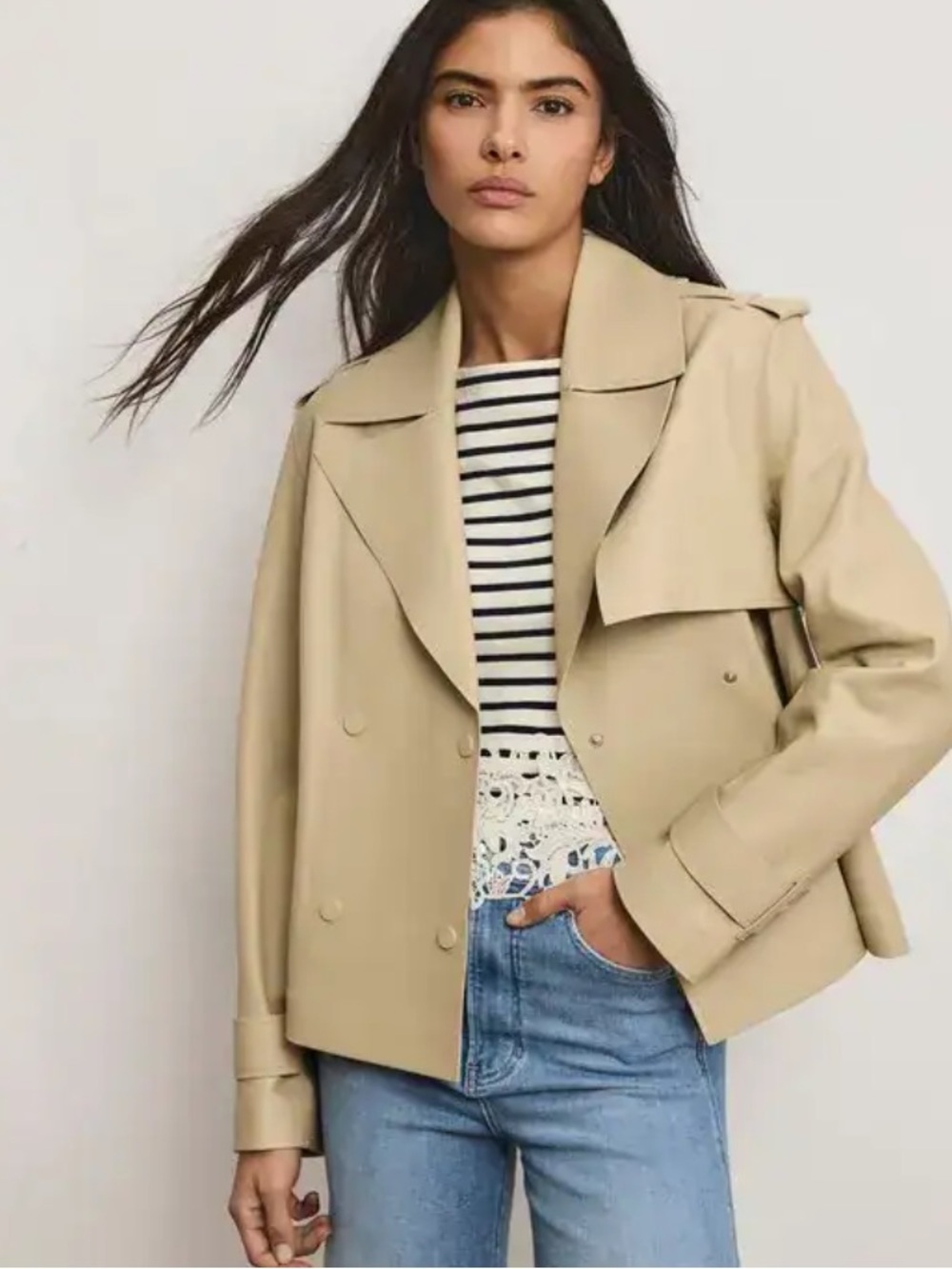 Veronica Beard Heathcliff Cropped Leather Trench Coat